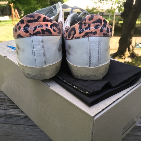 Golden Goose Superstar White/Gold Star/Leopard NIB - Picture 5 of 10
